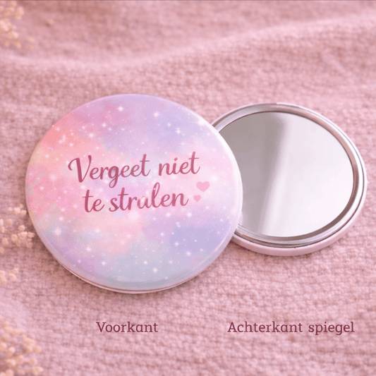 Compacte Spiegel met Tekst "Vergeet niet te stralen" – Handspiegel met Inspirerende Quote – Cadeau voor Vrouw / Moeder