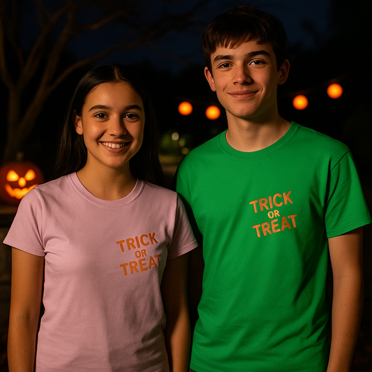 T-shirt - happy halloween - kinderen - Trick or treat - verkrijgbaar in verschillende kleuren en maten