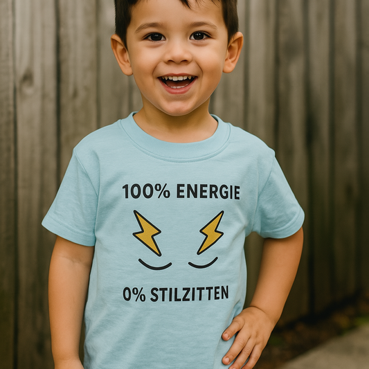 Kinder T-shirt – 100% Energie, 0% Stilzitten