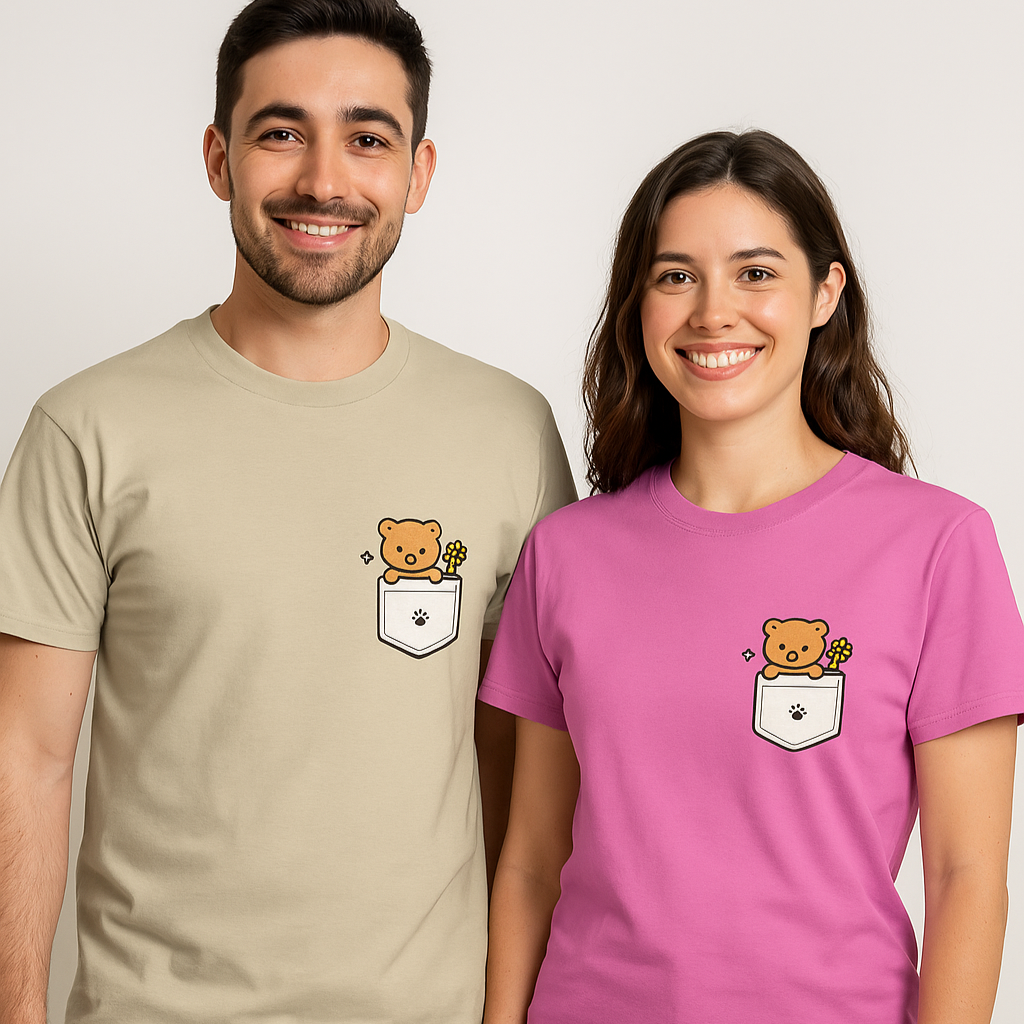 T-shirt met schattig beertje in borstzakje
