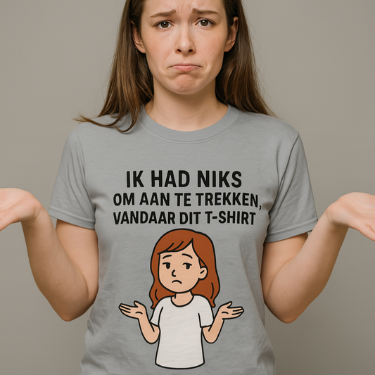 “Ik had niks om aan te trekken… dus werd het dit t-shirt 👚”