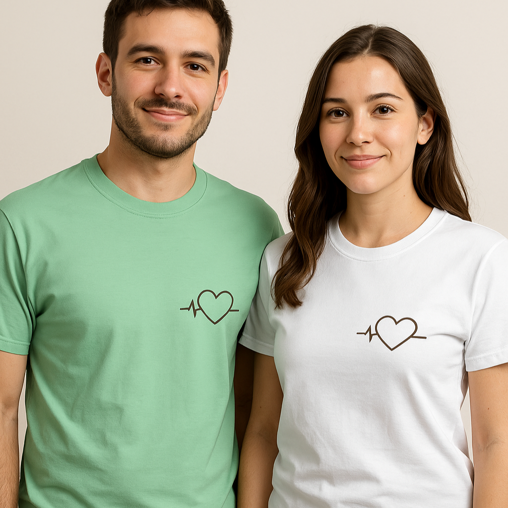 T-shirt met hart & ECG-lijn – draag wat jou raakt