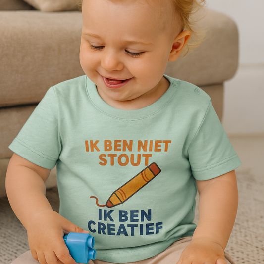 T-shirt - "Ik ben niet stout, ik ben creatief" – Voor ondeugende kunstenaars in de dop!