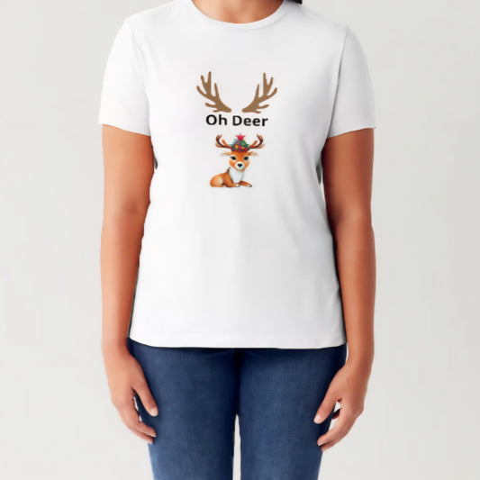Kerst t-shirt Oh deer - het is kerst - voor en achterkant bedrukt