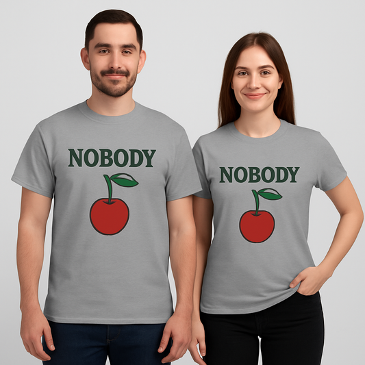 T-shirt – Nobody met kers | Stijlvol, Speels & Eigenzinnig