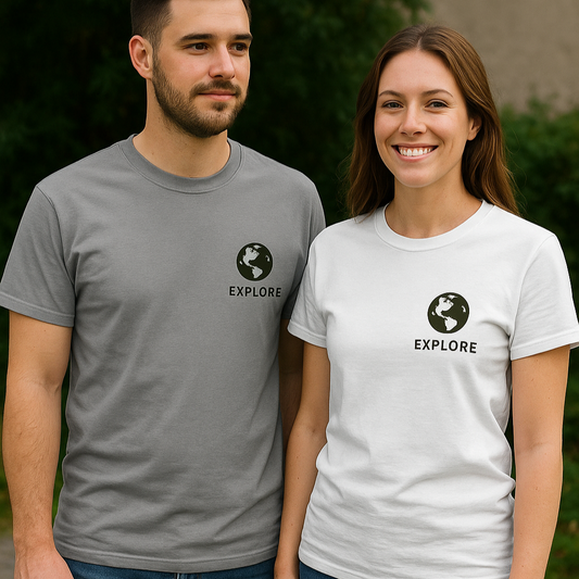 T-shirt met wereldbol & "Explore" – voor de avonturier in jou