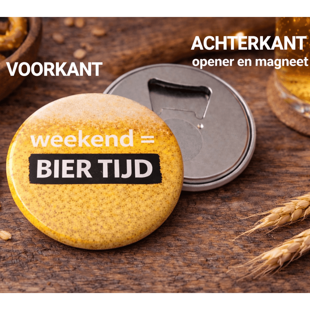 Bieropener Magneet “Weekend = Bier Tijd” – Leuk Cadeau voor Hem