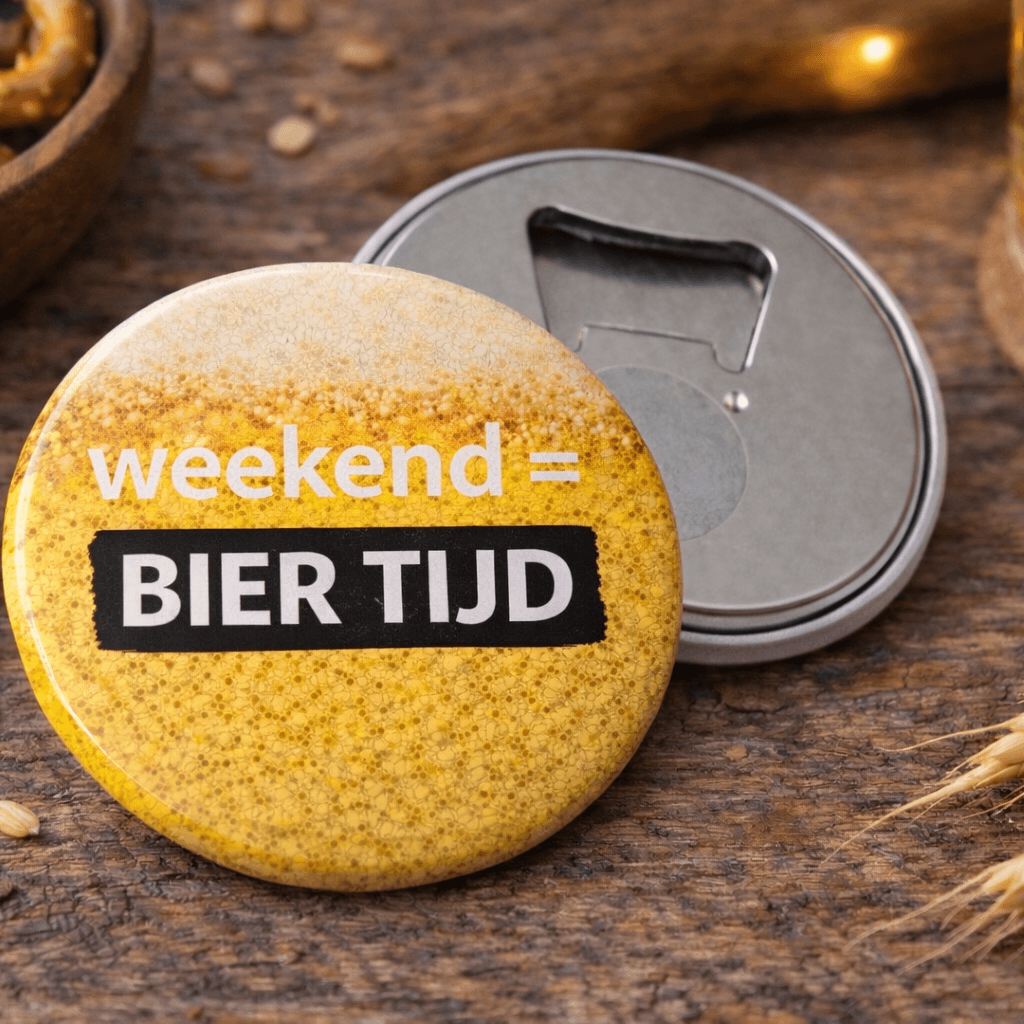 Bieropener Magneet “Weekend = Bier Tijd” – Leuk Cadeau voor Hem